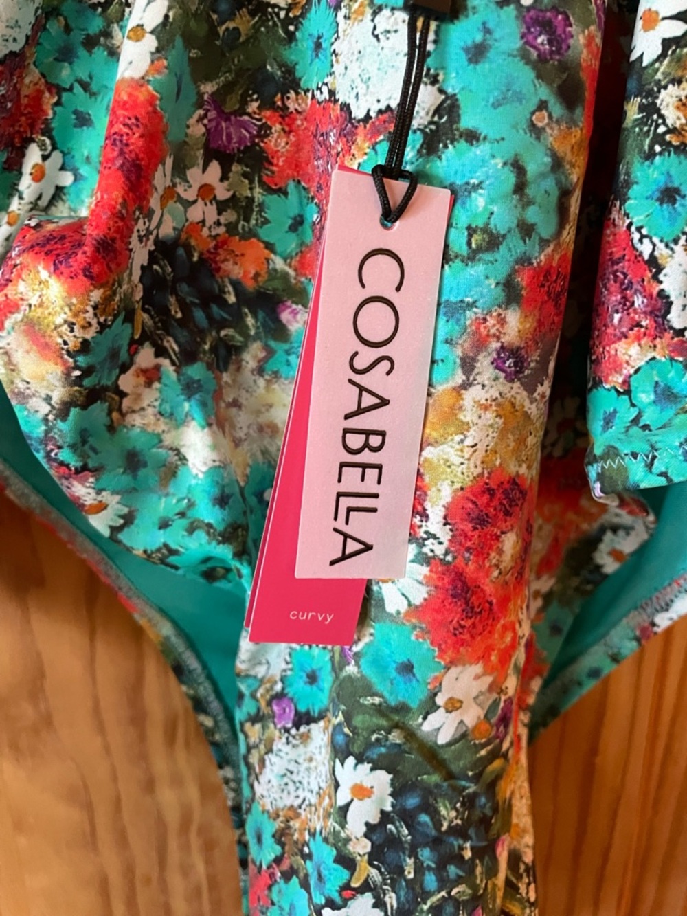 Cosabella Floral One-Piece Swimsuit - Teal, Coral & White - Picture 4 of 9